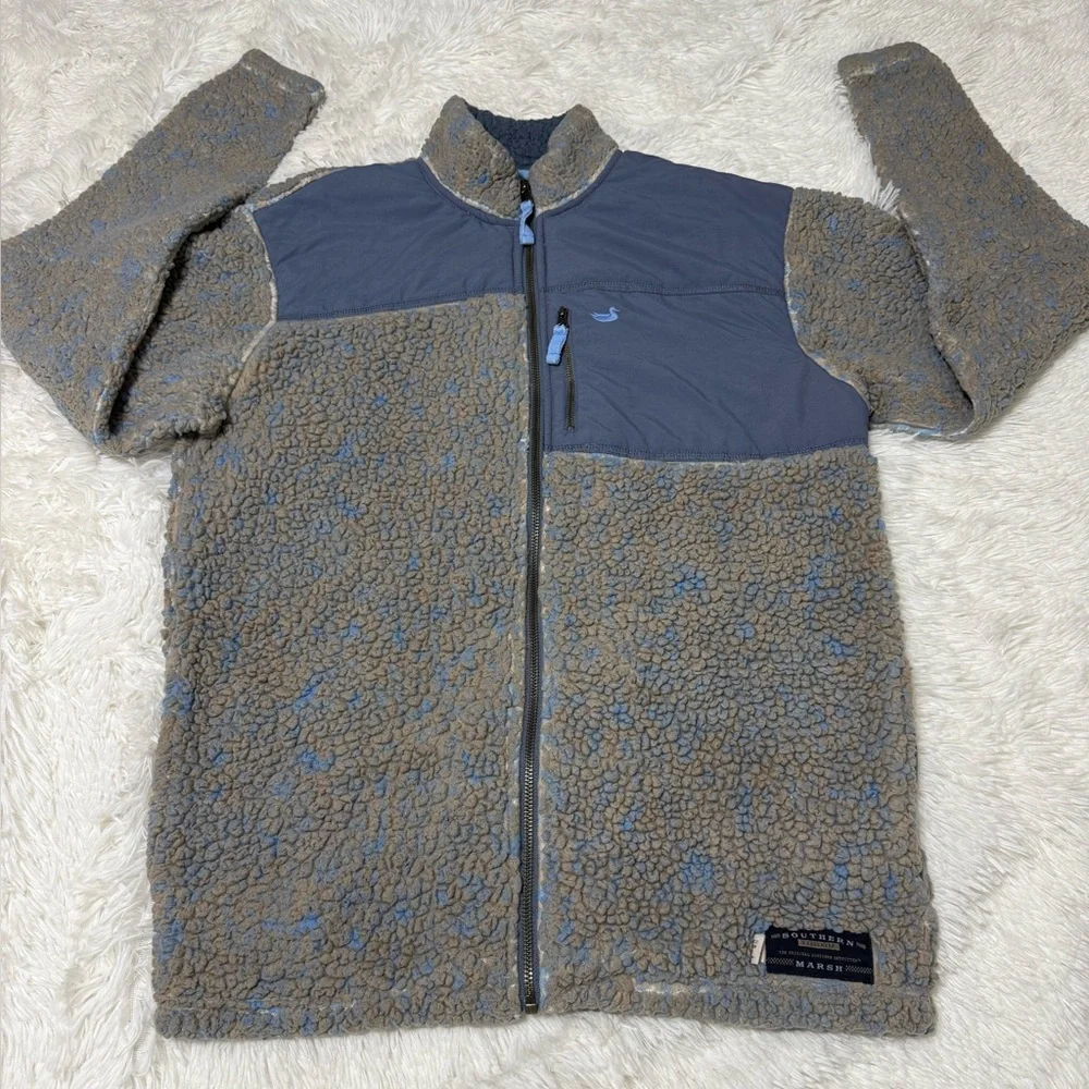 Southern Marsh Sherpa Jacket Full Zip Ridge Fleece Blue Gray Grey Men’s size S